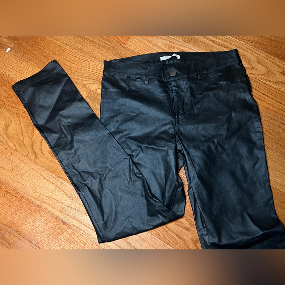 Womens Black Pants Shiny/ Leather-esque Material Size Large